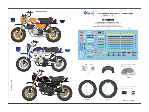ブルースタッフ BS 12-018 1/12 ホンダ 125 モンキー カスタムカラー - 1/12デカール タミヤ14134用
