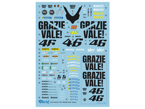 ブルースタッフ BS 12-031 1/12 ドゥカティ 1199 パニガーレS "GRAZIE VALE!" レプリカ - 1/12デカール タミヤ14129用
