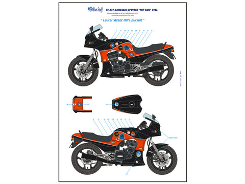 ブルースタッフ BS 12-037 1/12 カワサキ GPZ900R "トップガン" - 1/12デカール アオシマ用