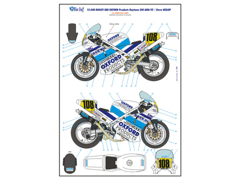 ブルースタッフ BS 12-048 1/12 ドゥカティ 888 オックスフォードプロダクツ デイトナ 200 AMA 92' / スティーブ HISLOP - 1/12デカール タミヤ14063用