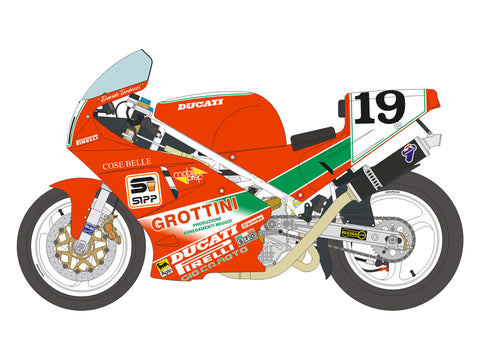 ブルースタッフ BS 12-049 1/12 ドゥカティ 888 Team GROTTINI / ダビデ・タルドッツィ 91' - 1/12デカール タミヤ14063用