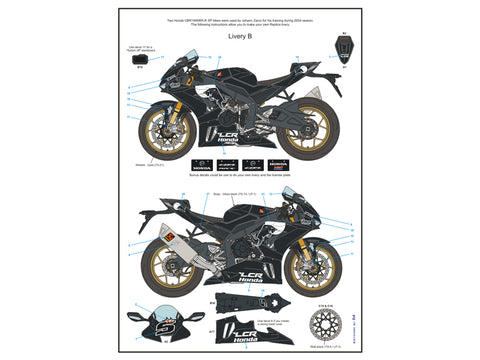 ブルースタッフ BS 12-052 1/12 ホンダ CBR1000RR-R SP - トレーニングバイク レプリカ / ヨハン・ザルコ 24' - 1/12デカール タミヤ14138 / 14141用