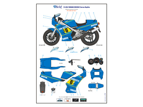 ブルースタッフ 12056 1/12 ヤマハ RD500LC サロン・レプリカ - 1/12デカール, PE & 3Dパーツ(タミヤ14037用)