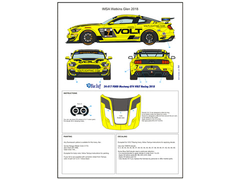 ブルースタッフ BS 24-017 1/24 フォード マスタング GT4 ボルトレーシング 2018 - 1/24デカール タミヤ24354用