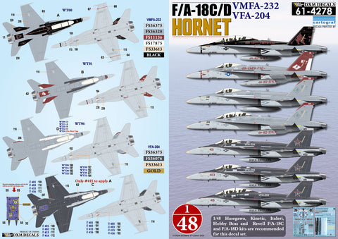 DXM 61-4278 1/48 アメリカ海兵隊・海軍 VMFA-232 & VFA-204 F/A-18C/D デカールセット