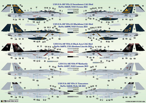 DXM 61-7169 1/72 アメリカ海軍 F/A-18E/F スーパーホーネット VFA-31/32/41/97/213 デカールセット