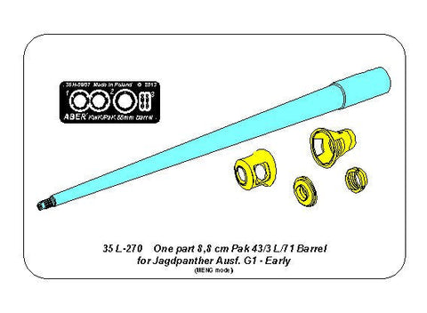 アベール 35L270 1/35 ドイツ ヤークトパンサーG1初期用 8.8cmPak43/3 L/71(MENG用)