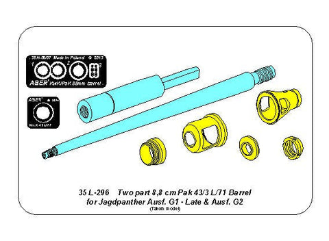 アベール 35L296 1/35 ドイツ ヤークトパンサーG1後期・G2型用 8.8cmPak43/3 L/71(タコム用)