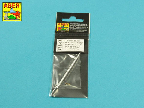 アベール 72L17 1/72 ドイツ ナースホルン自走砲用 88ミリPak43/1砲身