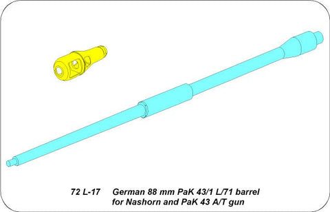 アベール 72L17 1/72 ドイツ ナースホルン自走砲用 88ミリPak43/1砲身