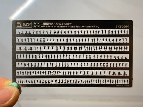 バンカースタジオ BK70004 1/700 WWIIドイツ エッチングフィギュアセット 1 空軍兵,民間人