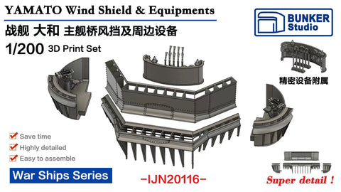 バンカースタジオ IJN20116 1/200 WWII 日本海軍 戦艦大和 遮風装置&装備品セット