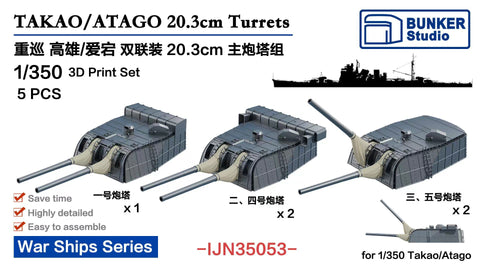 バンカースタジオ IJN35053 1/350 WWII日本海軍 重巡洋艦 高雄 20.3cm連想主砲塔セット