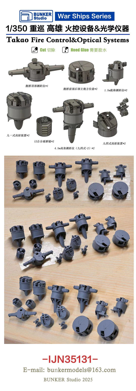 バンカースタジオ IJN35131 1/350 WWII 日本海軍 重巡洋艦 高雄 火器管制装置&光学兵器セット