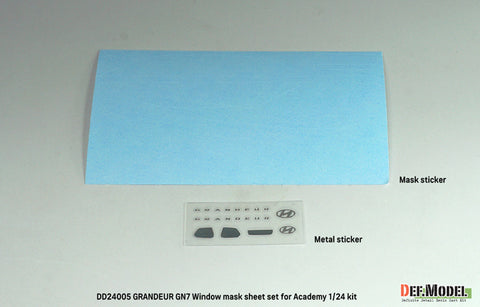 DEFモデル DD24005 1/24 ヒュンダイ グレンジャー GN7用 窓枠マスキングシート／ロゴ・メタルステッカーセット（アカデミー製1/24キット用）