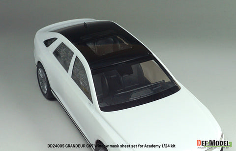 DEFモデル DD24005 1/24 ヒュンダイ グレンジャー GN7用 窓枠マスキングシート／ロゴ・メタルステッカーセット（アカデミー製1/24キット用）