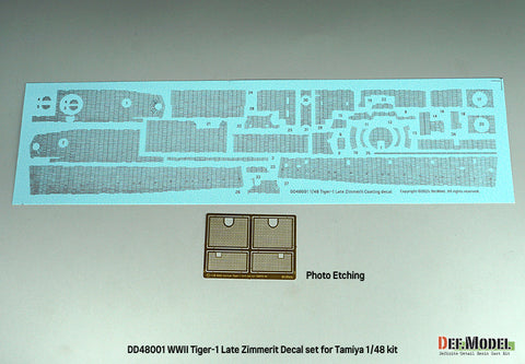 DEFモデル DD48001 1/48 WWII ティーガーI（中・後期型）用ツィンメリット・デカールセット（エッチング製グリル付き）（タミヤ 1/35スケール用）