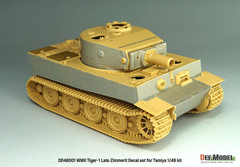 DEFモデル DD48001 1/48 WWII ティーガーI（中・後期型）用ツィンメリット・デカールセット（エッチング製グリル付き）（タミヤ 1/35スケール用）