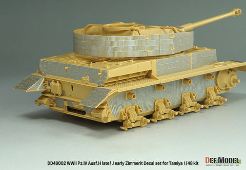 DEFモデル DD48002 1/48 WWII IV号戦車 H型（後期）/ J型（前期）用 ツィンメリット・デカールセット（タミヤ 1/35スケール）
