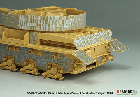 DEFモデル DD48002 1/48 WWII IV号戦車 H型（後期）/ J型（前期）用 ツィンメリット・デカールセット（タミヤ 1/35スケール）