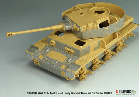 DEFモデル DD48002 1/48 WWII IV号戦車 H型（後期）/ J型（前期）用 ツィンメリット・デカールセット（タミヤ 1/35スケール）
