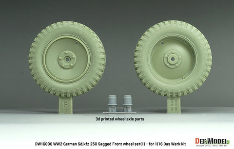 DEFモデル DW16006 1/16 WWIIドイツ Sd.Kfz 250 サグド ホイール セット (1) - (1/16 ダスヴェルク用)