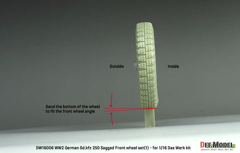 DEFモデル DW16006 1/16 WWIIドイツ Sd.Kfz 250 サグド ホイール セット (1) - (1/16 ダスヴェルク用)