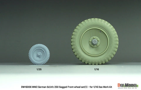 DEFモデル DW16006 1/16 WWIIドイツ Sd.Kfz 250 サグド ホイール セット (1) - (1/16 ダスヴェルク用)