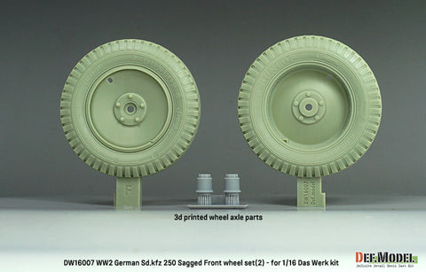 DEFモデル DW16007 1/16 WWIIドイツ Sd.Kfz.250用 自重変形ホイールセット（2個入） - （ダスヴェルク製1/16用）