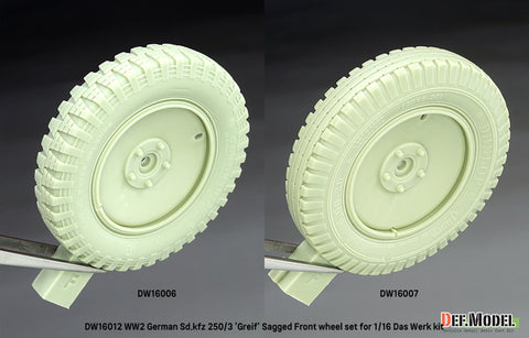 DEFモデル DW16012 1/16 WWIIドイツ SD.Kfz 250/3 'Greif' サグド ホイール セット - (1/16 ダスヴェルク "Greif" キット用)