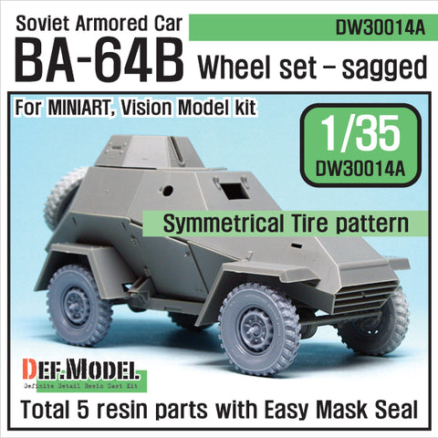 DEFモデル DW30014A 1/35 ロシア BA-64B 装甲車 ホイールセット (ミニアート1/35スケール用)