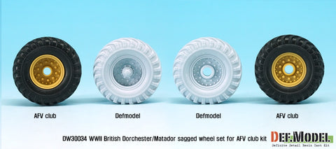 DEFモデル DW30034 1/35 イギリス AEC ドーチェスター/マタドール 自重変形ホイールセット (AFVクラブ1/35スケール用)