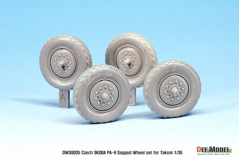 DEFモデル DW30035 1/35 チェコ SKODA PA-II 自重変形ホイールセット (タコム1/35スケール用)