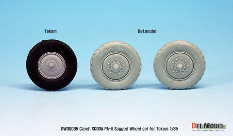 DEFモデル DW30035 1/35 チェコ SKODA PA-II 自重変形ホイールセット (タコム1/35スケール用)