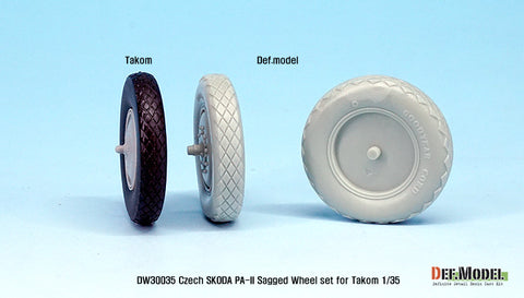 DEFモデル DW30035 1/35 チェコ SKODA PA-II 自重変形ホイールセット (タコム1/35スケール用)