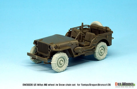 DEFモデル DW30036 1/35 アメリカ ウィリス MB ホイール /w スノーチェーンセット (タミヤ/ドラゴン/ブロンコ1/35スケール用)