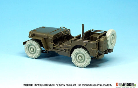DEFモデル DW30036 1/35 アメリカ ウィリス MB ホイール /w スノーチェーンセット (タミヤ/ドラゴン/ブロンコ1/35スケール用)