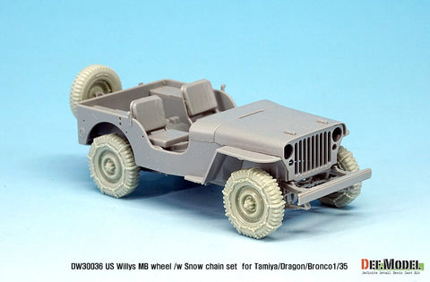 DEFモデル DW30036 1/35 アメリカ ウィリス MB ホイール /w スノーチェーンセット (タミヤ/ドラゴン/ブロンコ1/35スケール用)