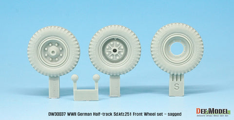 DEFモデル DW30037 1/35 ドイツ Sd.kfz.251 ハーフトラック用フロントホイールセット - 自重変形 (1/35スケール用)