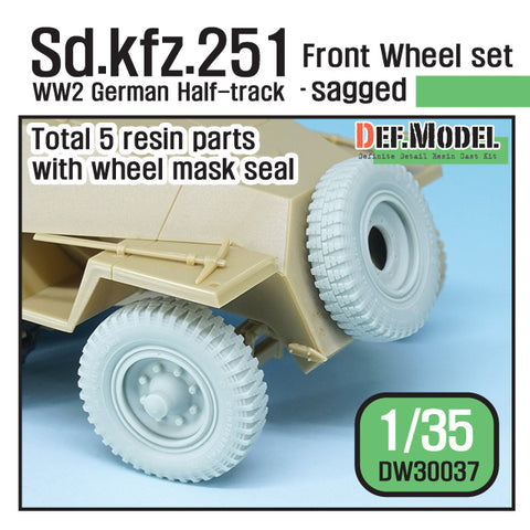 DEFモデル DW30037 1/35 ドイツ Sd.kfz.251 ハーフトラック用フロントホイールセット - 自重変形 (1/35スケール用)