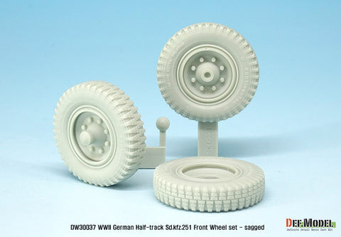DEFモデル DW30037 1/35 ドイツ Sd.kfz.251 ハーフトラック用フロントホイールセット - 自重変形 (1/35スケール用)