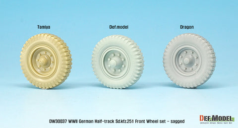 DEFモデル DW30037 1/35 ドイツ Sd.kfz.251 ハーフトラック用フロントホイールセット - 自重変形 (1/35スケール用)