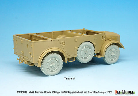 DEFモデル DW30039 1/35 ドイツ ホルヒ 108 typ 1a/40 自重変形ホイールセット (ICM/タミヤ1/35スケール用)