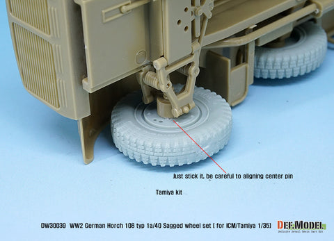 DEFモデル DW30039 1/35 ドイツ ホルヒ 108 typ 1a/40 自重変形ホイールセット (ICM/タミヤ1/35スケール用)
