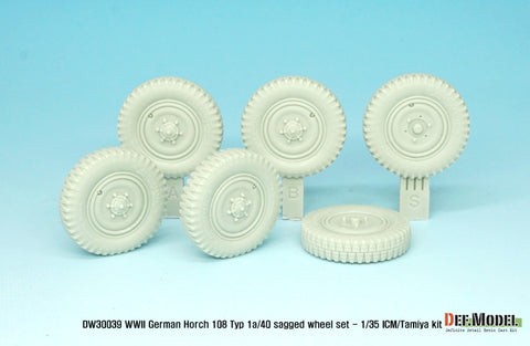 DEFモデル DW30039 1/35 ドイツ ホルヒ 108 typ 1a/40 自重変形ホイールセット (ICM/タミヤ1/35スケール用)
