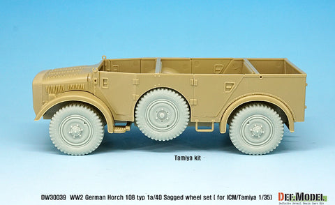 DEFモデル DW30039 1/35 ドイツ ホルヒ 108 typ 1a/40 自重変形ホイールセット (ICM/タミヤ1/35スケール用)