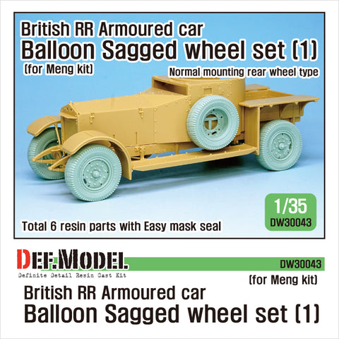 DEFモデル DW30043 1/35 イギリス RR装甲車 バルーン変形ホイールセット- 初期型 (モンモデル1/35スケール用)