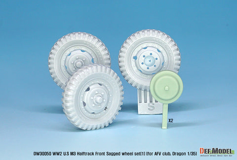 DEFモデル DW30050 1/35 アメリカ M2/M3/M16 ハーフトラック 自重変形フロントホイールセット (1)(AFVクラブ, ドラゴン1/35スケール用)