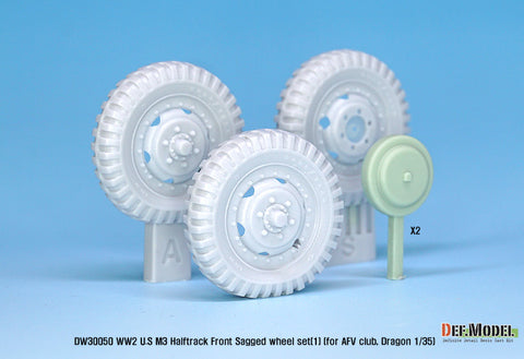DEFモデル DW30050 1/35 アメリカ M2/M3/M16 ハーフトラック 自重変形フロントホイールセット (1)(AFVクラブ, ドラゴン1/35スケール用)