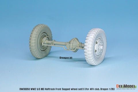 DEFモデル DW30050 1/35 アメリカ M2/M3/M16 ハーフトラック 自重変形フロントホイールセット (1)(AFVクラブ, ドラゴン1/35スケール用)
